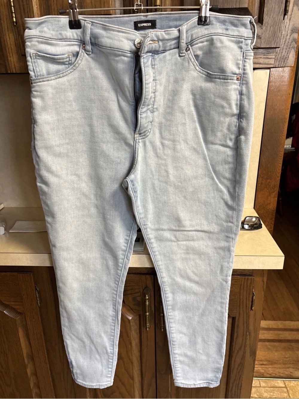 Express Stone Washed Jeans Womens Size 14 Skinny High Rise